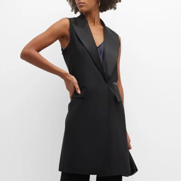 Lafayette 148 New York ! wool, Silk-Lapel Tuxedo Vest - Picture 15 of 15